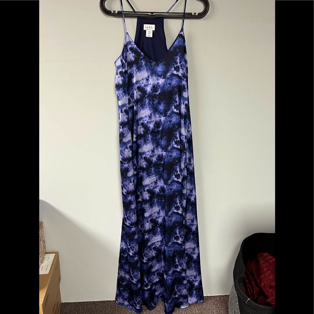Nicole Miller Blue and Black Maxi Dress